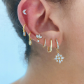 wholesale S925 Sterling Silver Zircon Snowflake Drop Hoop Earrings, French Style Hot Sale Office Wear Accessories-0-1