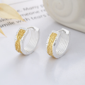 wholesale S925 Sterling Silver and Gold-Plated Irregular Pattern with Textured Ear Clasps, Fashionable and Personalized Korean Luxury Style-0-0