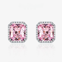 wholesale [925 Sterling Silver] Shipei Jewelry 5 Carat Fashion 10*11 High Carbon Diamond European and American Luxury High-End Earrings for Women-Pink [E-1869] Main Stone 10*11