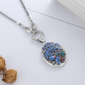 wholesale S990 Sterling Silver Retro Chinese Style Epoxy Colored Enamel Filigree Phoenix Comes in Grace Oval DIY Matching Pendant-0-3