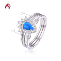 wholesale S925 silver Japanese layered style pear-shaped synthetic opal blue opal strawberry light luxury ring-0-4