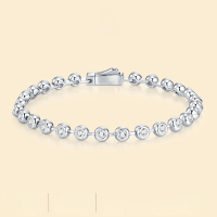 wholesale High-quality minimalist European and American style bracelet with 4MM Moissanite full pave inlay, ins-inspired design lightweight luxury bangle Place the metal material at the beginning-Moissanite 3.0mm/10 points*22 pieces>16.5cm
