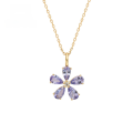 wholesale 10K Gold Japanese Small Fresh Sweet Style Tanzanite/Moonstone Flower Pendant Jewelry Wholesale-0-1
