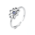 wholesale S925 Sterling Silver Moon Flower Diamond Opal Adjustable Ring for Women-0-6