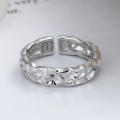 wholesale S925 Sterling Silver Irregular Crushed Texture Open Ring Trendy Internet Famous Minimalist Style Ring for Women-0-2