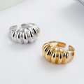 wholesale S925 Sterling Silver Irregular Croissant Bread Creative Design Open Ring European and American Fashion Index Finger Ring for Women-0-0