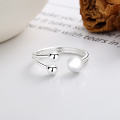 wholesale S925 Sterling Silver Irregular Bead Silver Ball Line Open Ring Korean Style Ins Minimalist Index Finger Ring-0-1