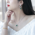wholesale S925 Silver Designer High-End Natural Green Agate Pendant in a Minimalist Style with Colored Gemstone Necklace-0-2