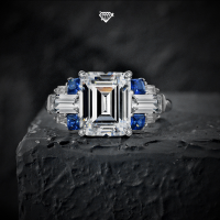 wholesale S925 Silver 4ct Lab-Created Blue Sapphire 8*10mm Rectangle Ring with High Carbon Diamond, European and American Explosive Style Light Luxury Ring-Paraiba Blue 8*10; N83-N84【R-0380】 No. 8