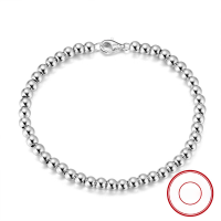 wholesale S925 Sterling Silver Cloud Link Bracelet, 4mm Hollow Silver Beads, Smooth Fortune Bead Versatile Bracelet-14K color, bracelet length 16.5cm 925 silver