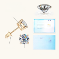 wholesale 10k Gold European and American Fashion Genuine Classic Four-Prong Moissanite Stud Earrings for Women High-End Earrings Wholesale-0-7