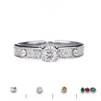 wholesale S925 Sterling Silver Cross-Border Amazon Wholesale 05 Carat Moissanite Ring Light Luxury High-End Silver Jewelry-White (Gold)  US size 7