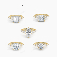 wholesale S925 Sterling Gold Plated Moissanite 1 Carat Heart Shape Engagement Ring with Certificate Cross-Border-0.8 carat heart-shaped moissanite ring  US size 7 (China size 15)