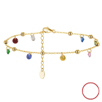 wholesale S925 Sterling Silver Colorful Zircon Full Star Ankle Chain, Versatile Women's Beach Ankle Jewelry Wholesale-14K gold 925 silver