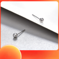 wholesale 999 sterling silver stud earrings for women, minimalist luxury design with 3mm round beads, solid silver jewelry, niche accessory-0-0