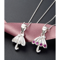 wholesale S925 Sterling Silver Umbrella Pendant Women's Korean Style Minimalist Creative Collarbone Chain Elegant Niche Design Necklace Trendy-0-1