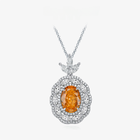 wholesale Rose gold (or other metal material) 4ct oval 9*13 ice-cut sunset orange lightweight luxury pendant with 40+5cm chain for women-Color-changing orange 9*13 [P1952] Chain length 40+5cm