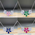 wholesale 925 Sterling Silver Flower Necklace for Women, Fashionable and Versatile Minimalist HW Style Collarbone Chain for Cross-Border Live Streaming Wholesale-0-0
