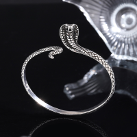 wholesale Metal S925 Silver Cobra Bracelet for Men and Women, Vintage and Unique Trendy Openable Bangle, Niche Design-xb653-copper plated with platinum