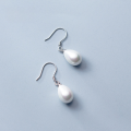 wholesale S925 Sterling Silver Women's Korean Style Small Fresh White Teardrop Shell Pearl Synthetic Pearl Sweet Earrings G2313-0-3