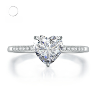 wholesale 925 Silver New Jewelry 8*8 Heart-Shaped Ring for Women Full Diamond Micro-Paved Cross-Border Drop Shipping-White>No. 6