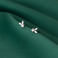 wholesale S925 Sterling Silver Mini Cute Rabbit Inlaid Diamond Korean Style Stud Earrings for Women, Ear Piercing Friendly Simple Ear Accessories G2060-S925 silver pair gold 925 silver