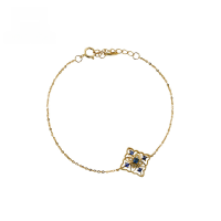 wholesale 18K gold jewelry manufacturer wholesale, fashionable commuter-style retro luxury blue gemstone full-cut diamond bracelet-Sapphire Full Diamond Bracelet>18K