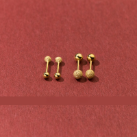 wholesale 925 Sterling Silver Matte Bead Stud Earrings Light Bead Threaded Bead Women's Round Bead Small and Exquisite Temperament Ins Style Earrings M01518-S925 Silver Silver 3mm 925 Silver