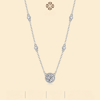 wholesale S925 Silver Necklace Moissanite Pendant Fashion Choker Necklace Cross-Border Best-Selling Accessories Gift Source Wholesale-Moissanite