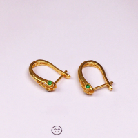 wholesale Metal S925 gold-plated finished semi-finished ear studs hoop bow snake earrings DIY accessories new products-Green snake head earrings