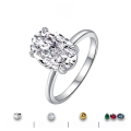 wholesale S925 Sterling Silver 45 Carat Oval Moissanite Solitaire Ring Women High-end Silver Jewelry Wholesale-0-0