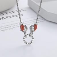 wholesale S925 Sterling Silver Retro Vintage Ethnic Style South Red Carp Double Fish Universal Clasp DIY Matching Chain-YFL439/approx. 12.9g 925 silver