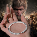 wholesale 9999 Pure Silver Cuff Bracelet with the Popular Black Myth Wukong's Tight Hoop Spell, Ancient Craftsmanship, Great Sage Equalling Heaven's Golden-Hooped Rod Jewelry-0-7