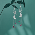 wholesale 925 Sterling Silver New Chinese-style Earrings for Women, Long Tassel Drop Earrings, Minimalist and Luxurious Original Design-0-0