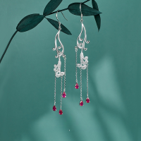 wholesale 925 Sterling Silver New Chinese-style Earrings for Women, Long Tassel Drop Earrings, Minimalist and Luxurious Original Design-14K gold 925 silver