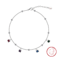 wholesale S925 Sterling Silver Colored Zircon Anklet, Versatile Women's Anklet, Beach Anklet Wholesale-0-6
