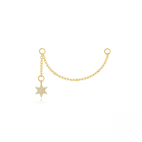 wholesale S925 Sterling Silver Long Chain Earrings With Star-shaped Zircon Accents-Single gold #5&gt;925 silver