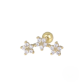 wholesale S925 Sterling Silver Three Five-pointed Stars Snowflake Threaded Ear Stud, Cold Style Women's Ear Cartilage Stud-0-0