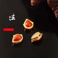 wholesale Gold-plated 925 ancient silver inlaid with South Red Agate through-hole handmade DIY bracelet necklace braiding material jewelry accessories-Water Drop Nanhong