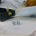 wholesale S925 Sterling Silver All-Over Red Elk Classic Four-Prong Sea Blue Ear Studs, Simple Earrings, Personalized Fashion, Versatile Retro Style-0-3