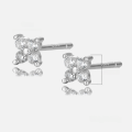 wholesale S925 Silver European and American Cross-Border Trade Pure Silver Flower Earrings with Zirconia, High-End Square Earrings, Colored Diamond Earrings-0-6