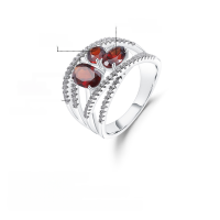 wholesale 925 silver inlaid with natural gemstone, a design-sense luxurious and high-end natural garnet ring from the Prosperity Collection-Natural Garnet Ring  US Size 5