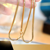 wholesale 18K Gold Italian Imported Soft Snake Chain Flat Chain Collarbone Chain with a Premium Feel, Versatile and Trendy-18K yellow (2.5mm width)  40cm (not adjustable)
