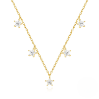 wholesale S925 Sterling Silver New Ins-style Star Zircon Layering Collarbone Necklace, Korean Japanese。-Gold 925 silver