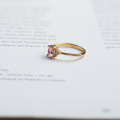 wholesale 925 Silver Gold-Plated Geometric Amethyst Ring, Minimalist Korean and Japanese Style, Niche Luxury, Ins-Fashion Jewelry Wholesale-0-1