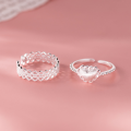wholesale S925 Sterling Silver Fresh Sweet Ins Style Niche Design Lace Brushed Heart Ring R02459-0-1