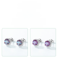 wholesale S925 Sterling Silver European and American Sweet Style Cultured Alexandrite Earrings Fashionable Trendy Cross-border Hot Picks Stud Earrings-0-3
