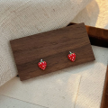 wholesale S925 Sterling Silver Korean Style Strawberry Drip Oil Earrings for Women, Exquisite and Cute Small Stud Earrings for Healing Ear Piercings-0-5