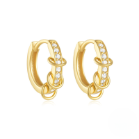 wholesale S925 Sterling Silver Geometric Earrings With Classic Zircon Inlay, A Hot-selling Creative Earring In Europe And America-Gold#3 925 Silver