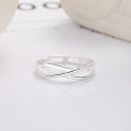 wholesale S925 Sterling Silver Adjustable Two-Tone Cross Ring for Women, Minimalist and Versatile Index Finger Ring-0-3